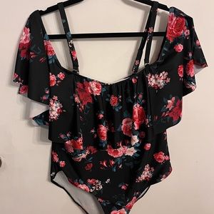 Off the Shoulder Floral Bathing Suit